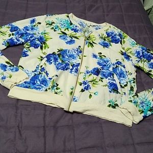 C Brand Lightweight Jacket Blue Roses Zip JR XL